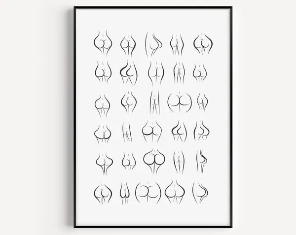 Body Positivity Bums Print, Funny Bathroom Poster