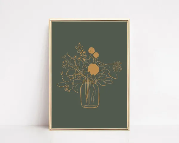 Fall Botanical Boho Art Print, Floral Decor