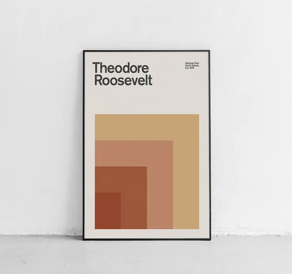 Theodore Roosevelt National Park Mid-Century Travel Poster