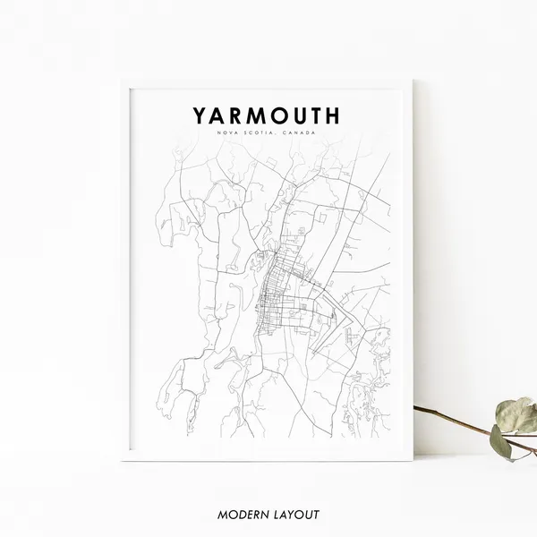 Yarmouth Nova Scotia Map Print, Canada Travel Poster