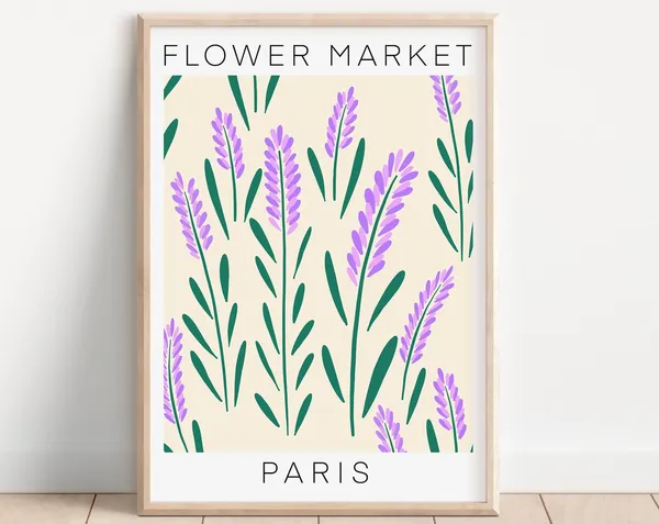 Paris Flower Market Retro Floral Poster Print