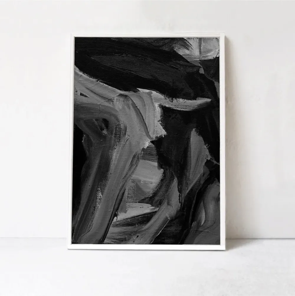 Black Abstract Modern Art Print, Large Wall Art