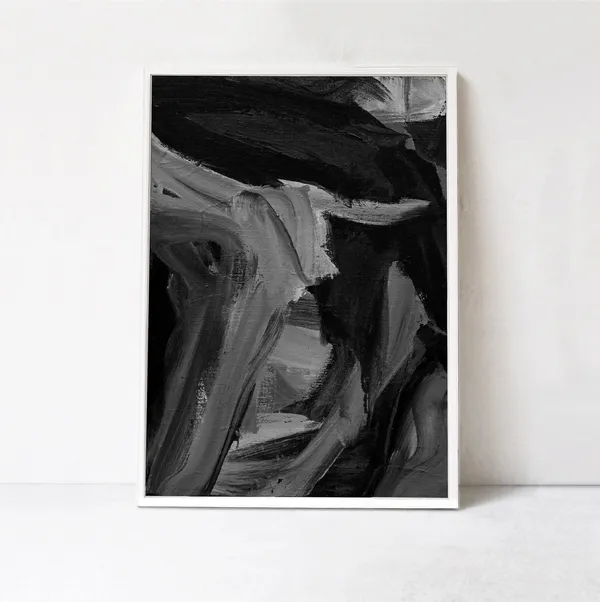 Black Abstract Modern Art Print, Large Wall Art
