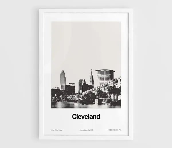 Cleveland Ohio Poster Print, Minimalist City Skyline