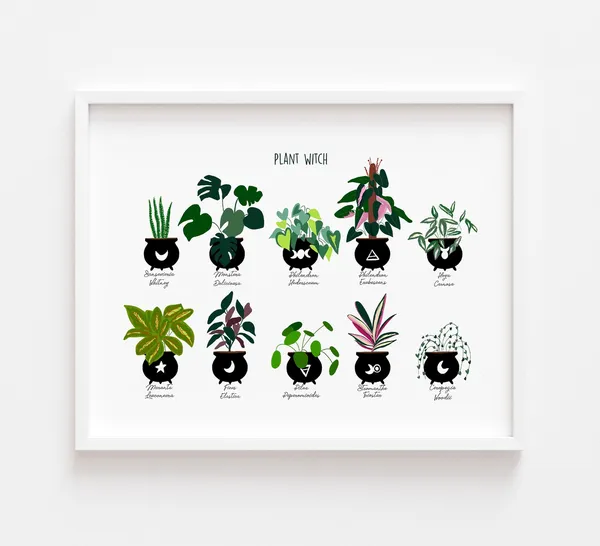 Plant Witch Halloween Art Print, Cauldron Decor