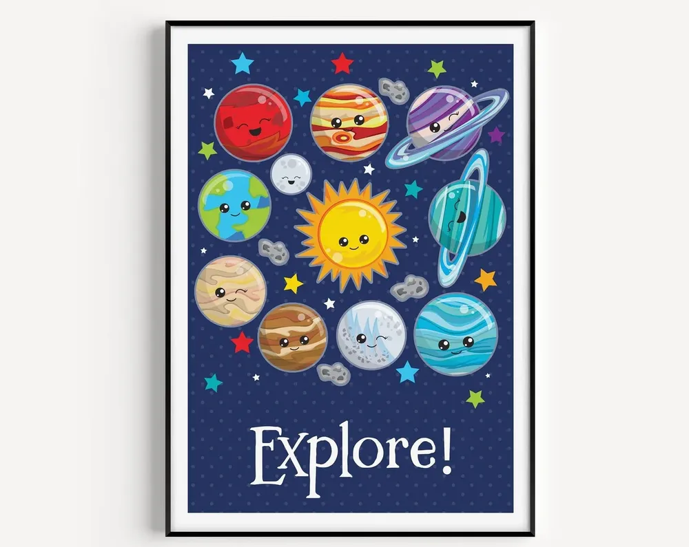 Space Nursery Print, Boys Room Wall Art Print