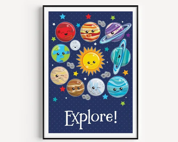 Space Nursery Print, Boys Room Wall Art Print
