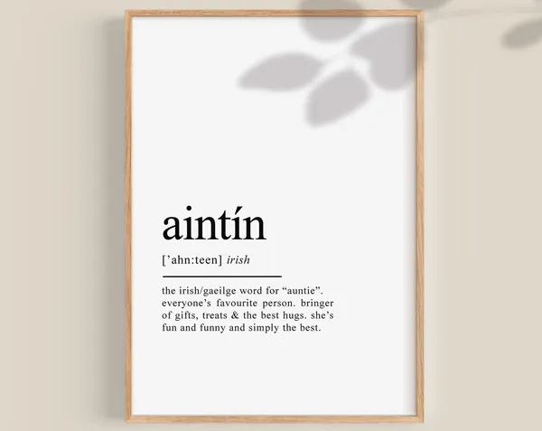 Auntie Ireland Gift Art Print, Gaeilge Wall Decor