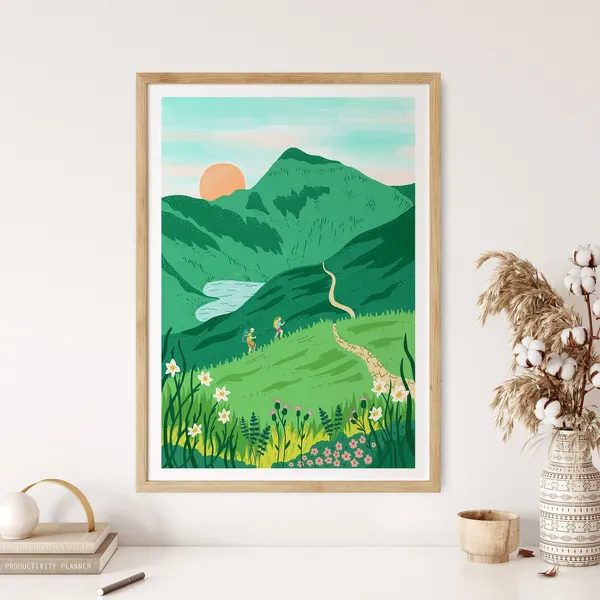 Snowdonia Mountain Hikes Travel Poster Print