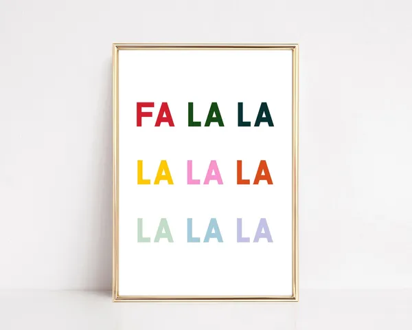 Colorful Christmas Fa La La La Art Print