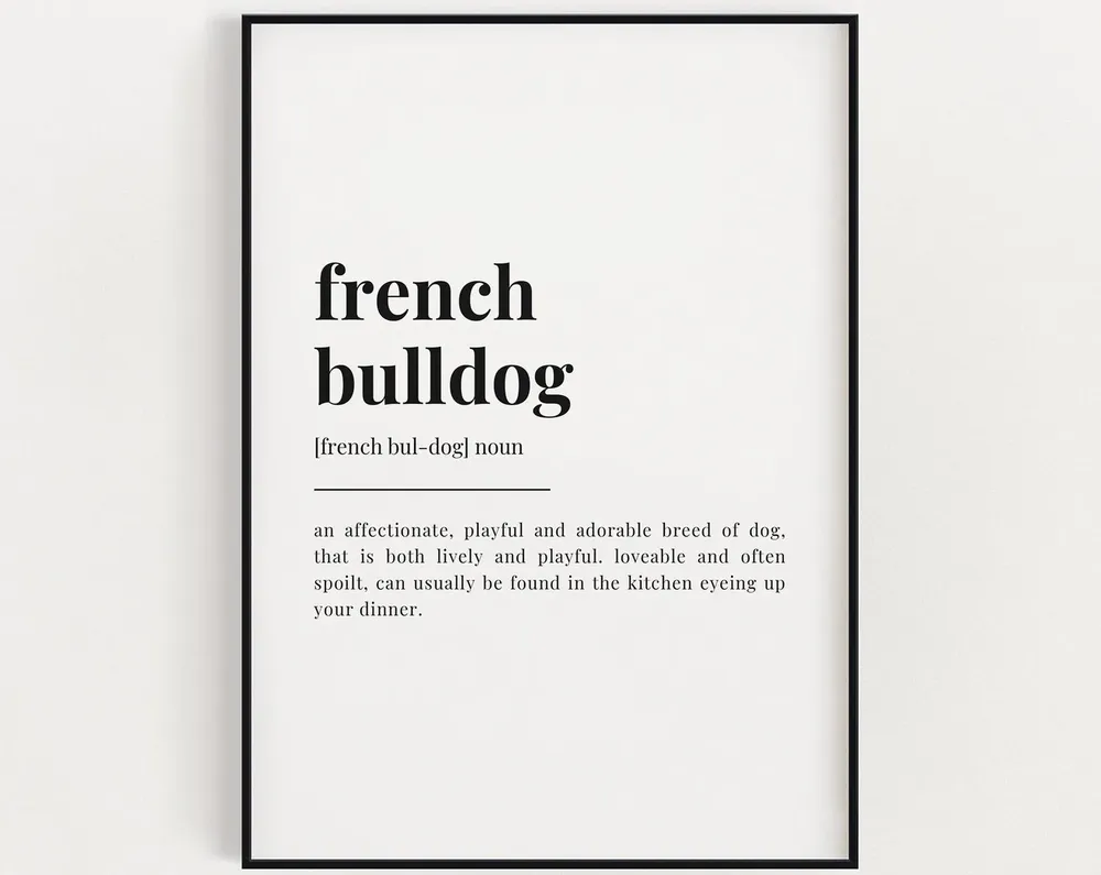 French Bulldog Definition Print, Dog Lover Wall Art