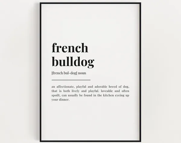 French Bulldog Definition Print, Dog Lover Wall Art
