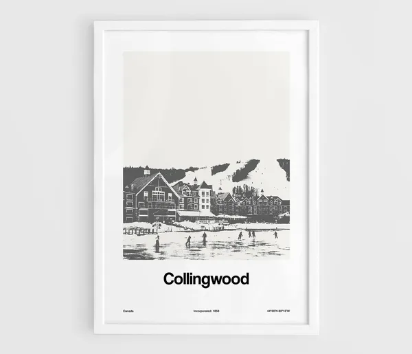 Collingwood Ontario Skyline, Minimalist Poster Print