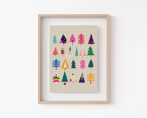 Christmas Tree Print, Modern Christmas Wall Decor