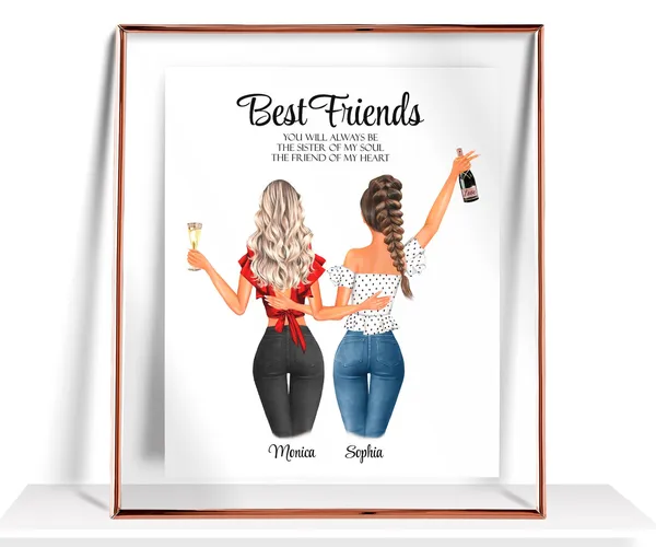 Best Friend Personalized Friendship Art Print for Her