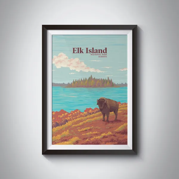 Elk Island National Park Vintage Travel Poster