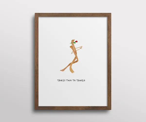 Whimsical Dancing Pasta Tango Kitchen Art Print