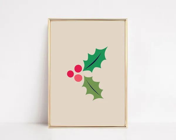 Modern Christmas Green Wall Art Print