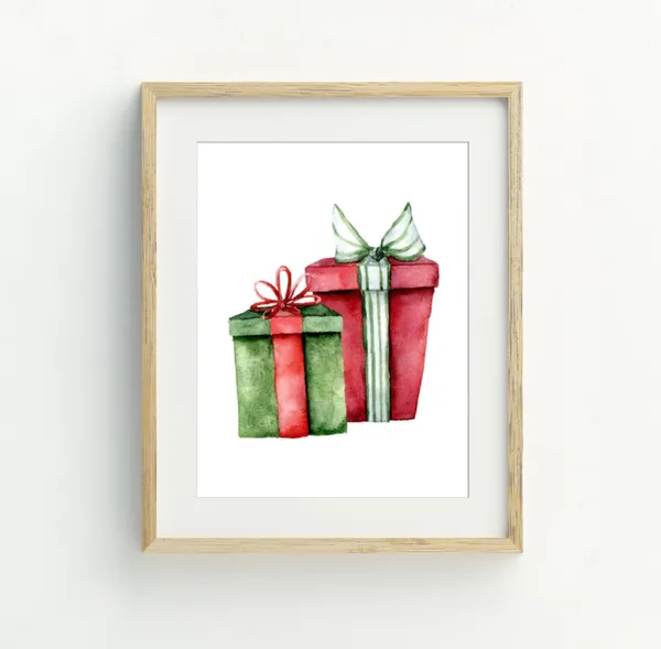 Gift Boxes Christmas Print, Holiday Wall Art