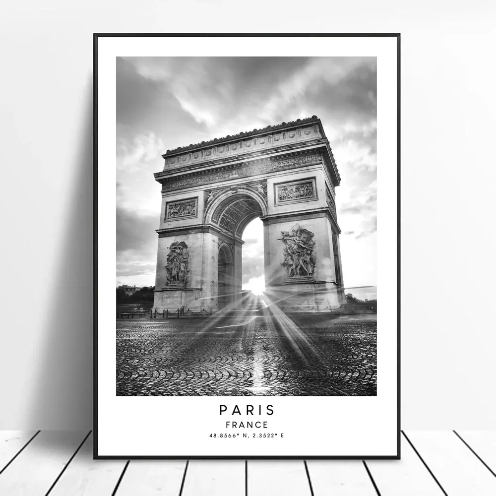 Paris Black and White Travel Poster, Arc De Triomphe