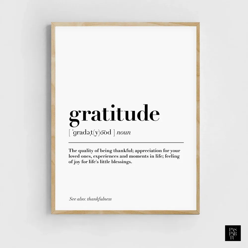 Gratitude Definition Dictionary Vocabulary Poster Print - Image 2