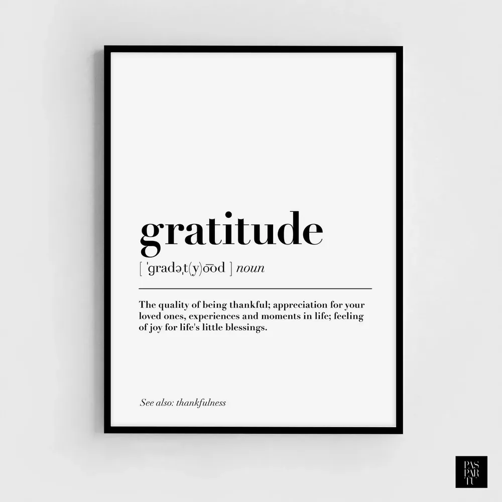 Gratitude Definition Dictionary Vocabulary Poster Print - Image 5