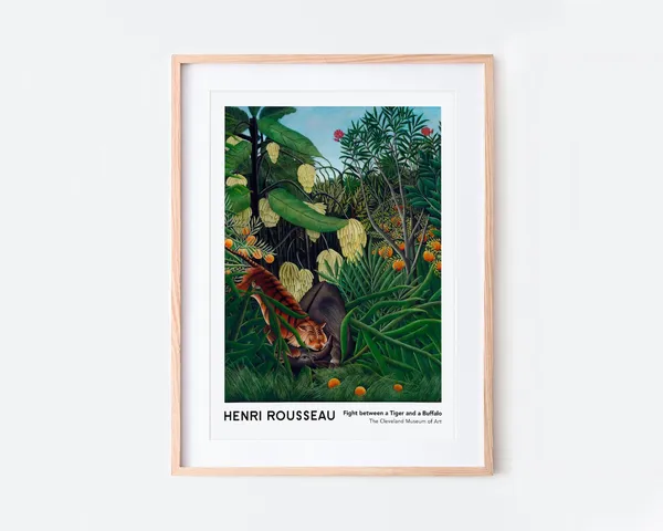 Henri Rousseau Tiger and Buffalo Vintage Exhibition Poster