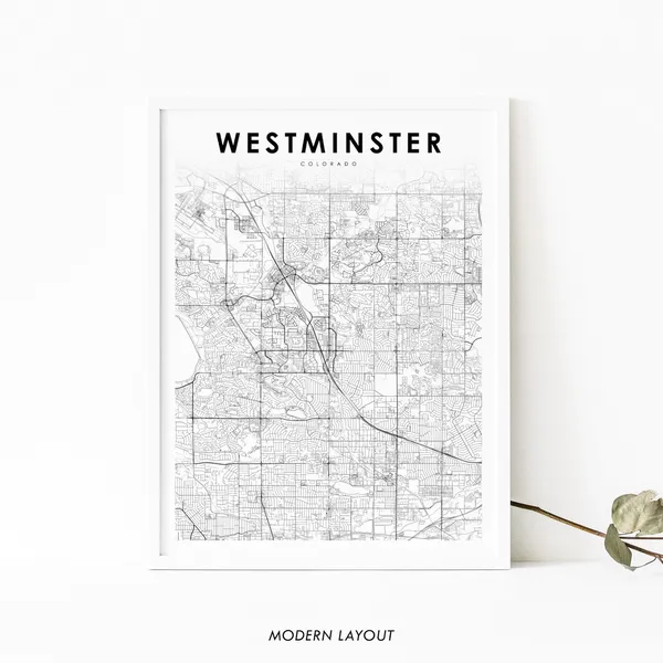 Westminster Co Map Print, Colorado USA Poster