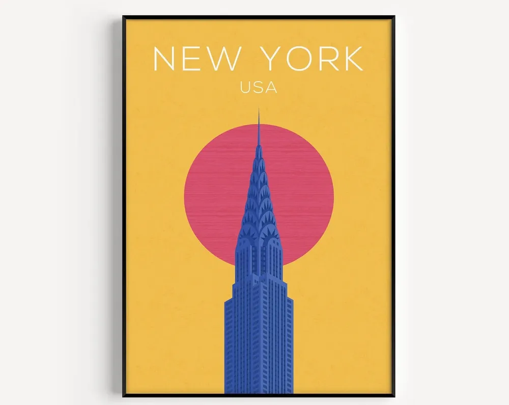 New York Yellow Travel Poster, Wall Art Print