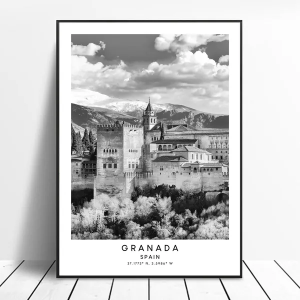 Granada, Spain Minimalist Travel Poster, Alhambra Palace