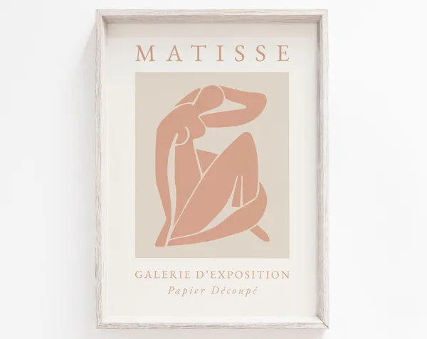 Matisse-Inspired Nude Body Art Print, Neutral Boho