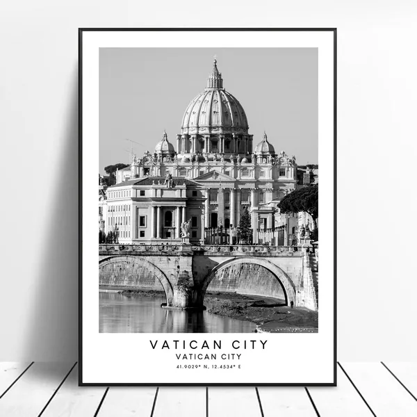 Vatican City Travel Print, Minimalist Landmark Poster