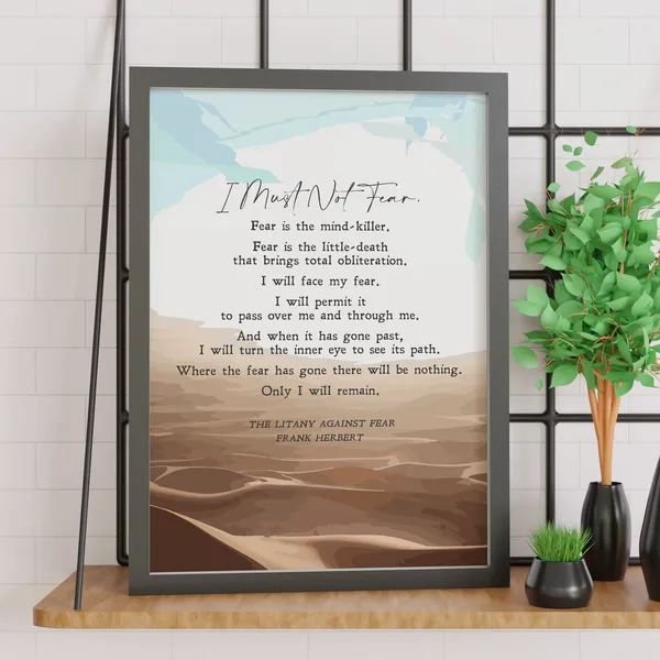 Litany Against Fear Quote Art Print, Frank Herbert