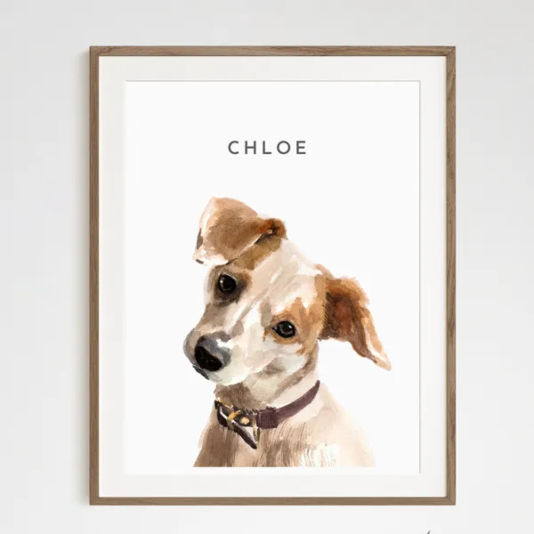 Custom Pet Portrait Watercolor Dog Memorial Gift Print