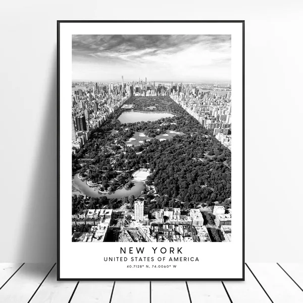 New York City Travel Print, Minimalist Black And White