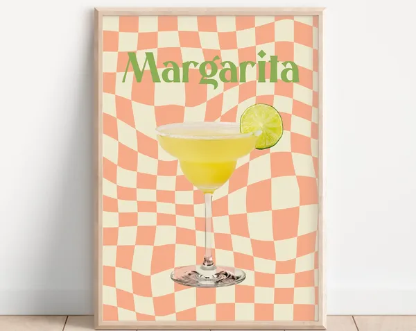 Margarita Cocktail Retro 70s Poster Print
