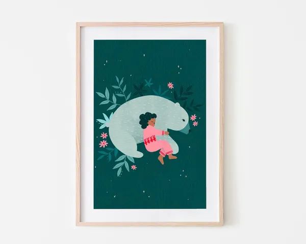Bear Nap Nursery Poster, Kids Illustration Art Print