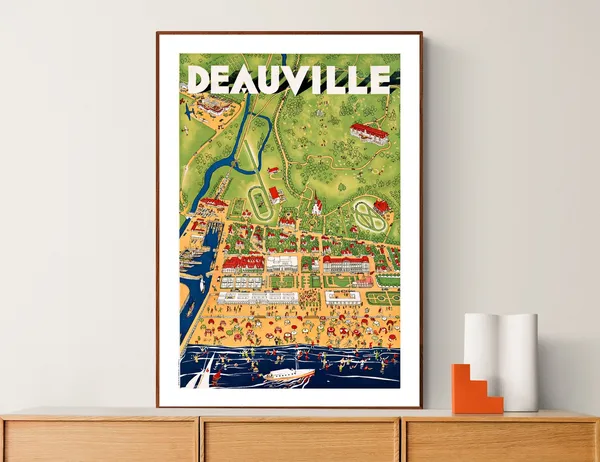 Deauville France Vintage Travel Poster Print