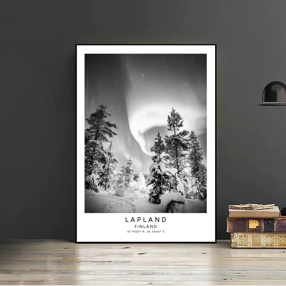 Lapland Travel Poster, Northern Lights Aurora Art Print - Image 2