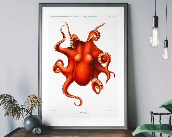 Vintage Octopus Art Print, Antique Ocean Diagram