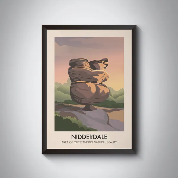 Nidderdale AONB Vintage Travel Poster, Yorkshire Dales