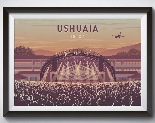 Ushuaia Ibiza Nightclub Vintage Travel Poster