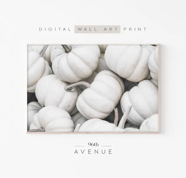 White Pumpkin Fall Wall Art Print