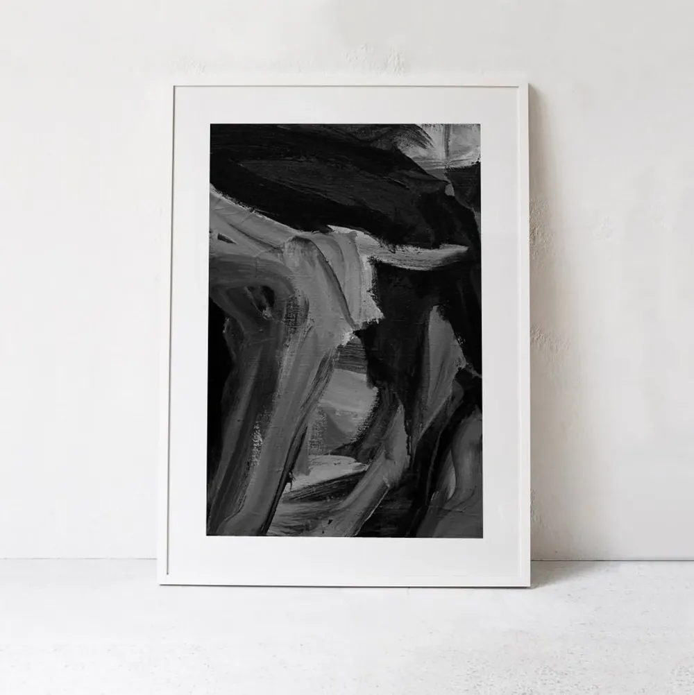Black Abstract Modern Art Print, Large Wall Art - Image 2