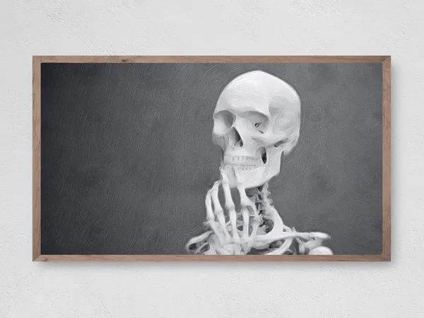 Halloween Skeleton In Thought Art Print