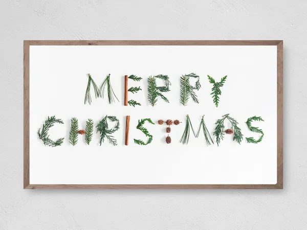 Merry Christmas Pine Sprigs Holiday Art Print