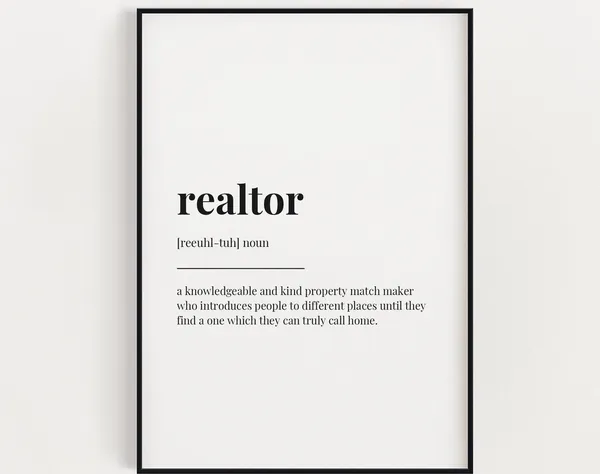 Realtor Definition Art Print, Funny Typography
