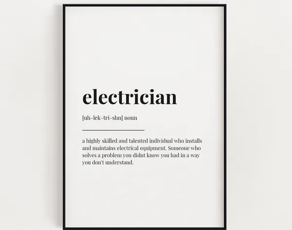 Electrician Meaning Typography Definition Art Print
