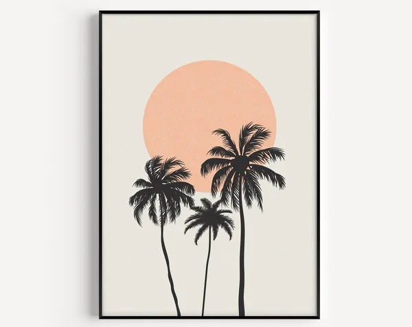Palm Tree Neutral Minimalist Art Print