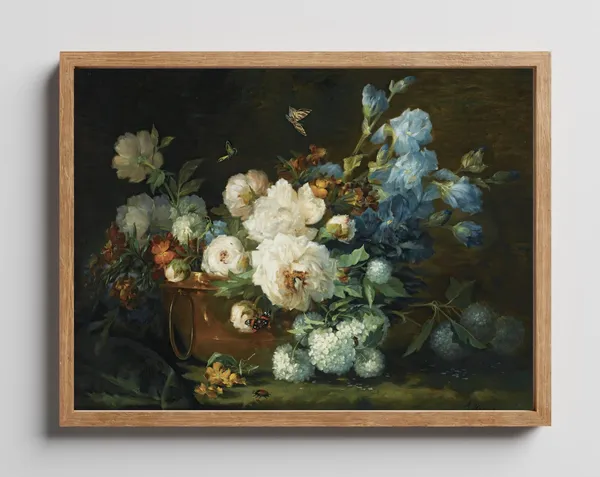 Vintage Rustic Still Life With Flower Art Print